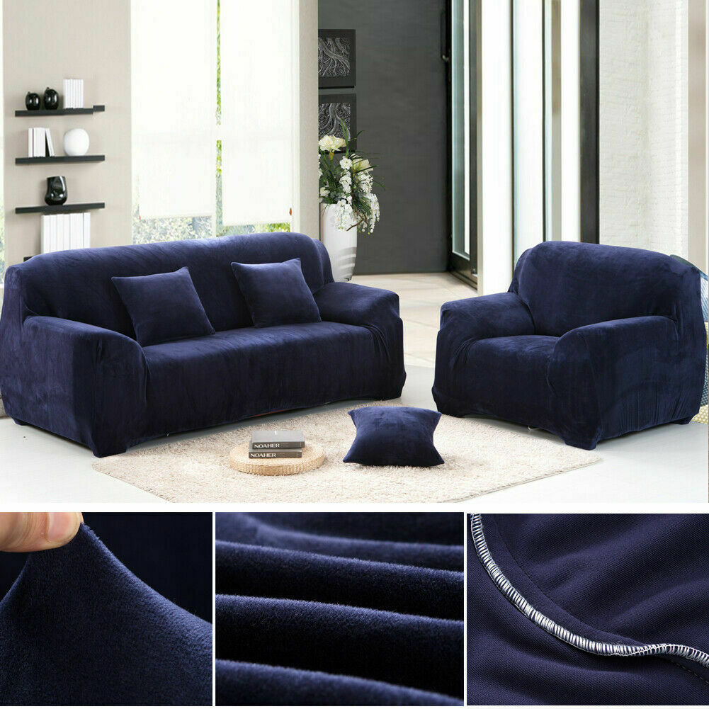 Dicke Samt Sofabezug Stretch 1/2/3/4 Sitz Couch Slipper Möbelschutz - Bild 13 von 74