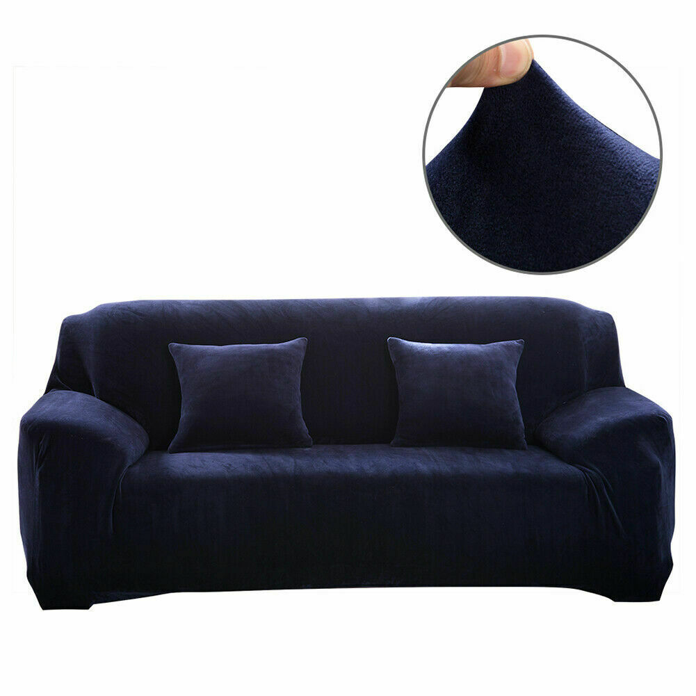 Dicke Samt Sofabezug Stretch 1/2/3/4 Sitz Couch Slipper Möbelschutz - Bild 20 von 74