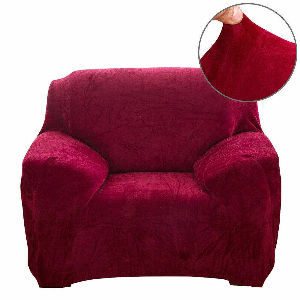 Dicke Samt Sofabezug Stretch 1/2/3/4 Sitz Couch Slipper Möbelschutz - Bild 24 von 74