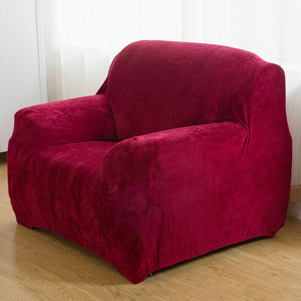 Dicke Samt Sofabezug Stretch 1/2/3/4 Sitz Couch Slipper Möbelschutz - Bild 26 von 74