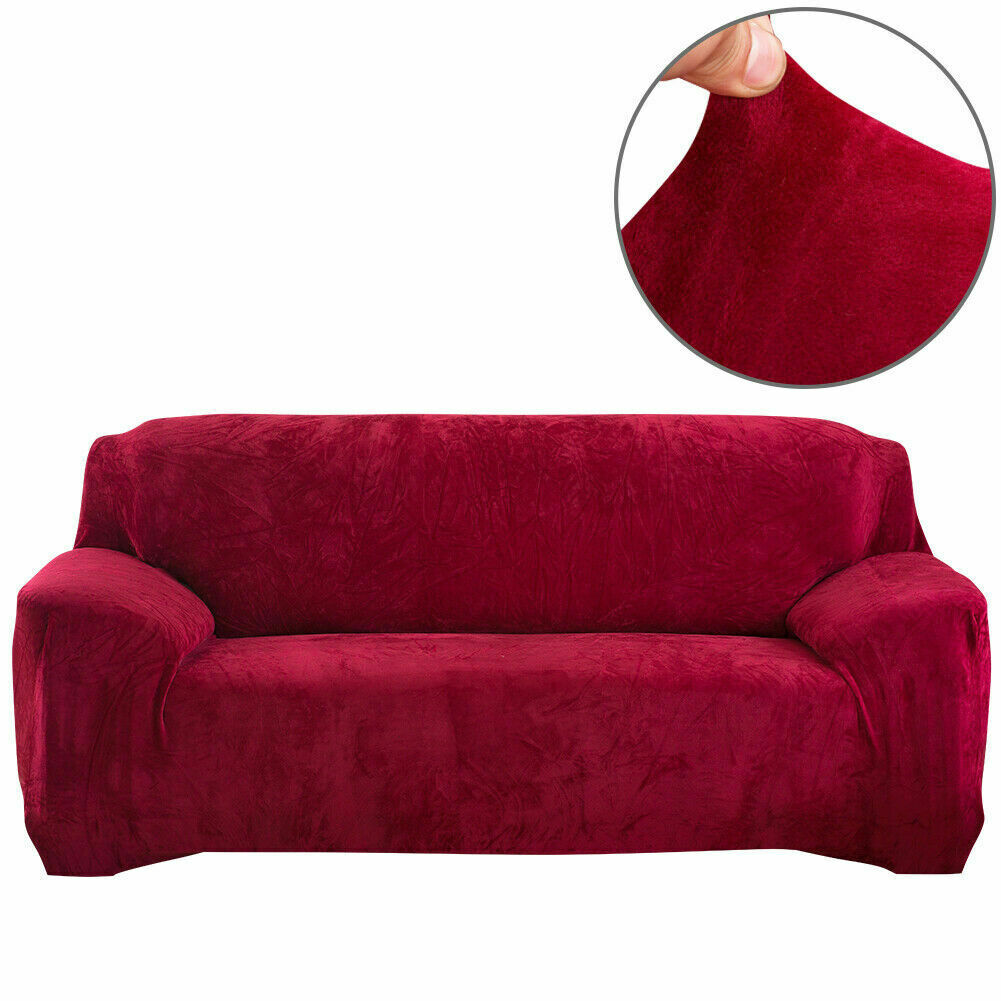 Dicke Samt Sofabezug Stretch 1/2/3/4 Sitz Couch Slipper Möbelschutz - Bild 28 von 74