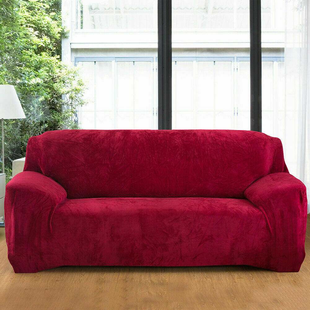 Dicke Samt Sofabezug Stretch 1/2/3/4 Sitz Couch Slipper Möbelschutz - Bild 29 von 74