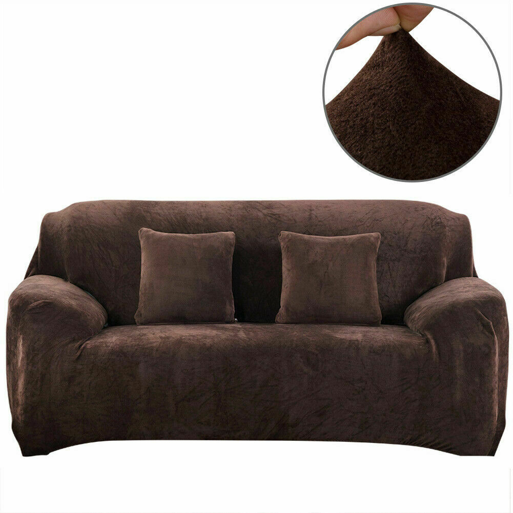 Dicke Samt Sofabezug Stretch 1/2/3/4 Sitz Couch Slipper Möbelschutz - Bild 34 von 74