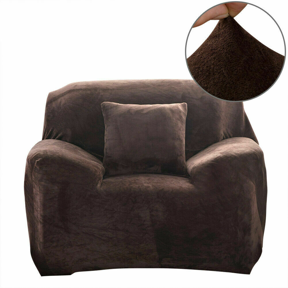 Dicke Samt Sofabezug Stretch 1/2/3/4 Sitz Couch Slipper Möbelschutz - Bild 35 von 74