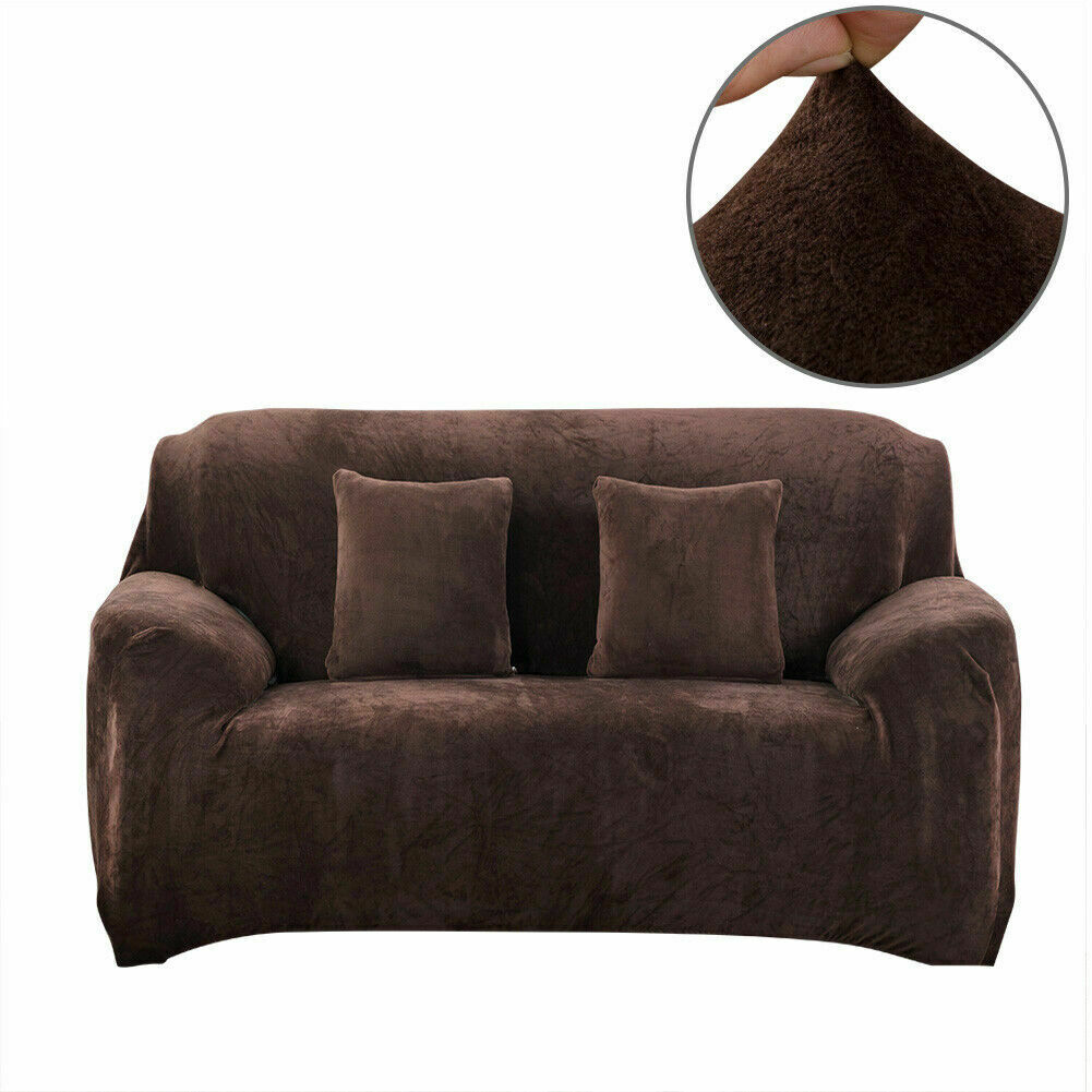 Dicke Samt Sofabezug Stretch 1/2/3/4 Sitz Couch Slipper Möbelschutz - Bild 39 von 74