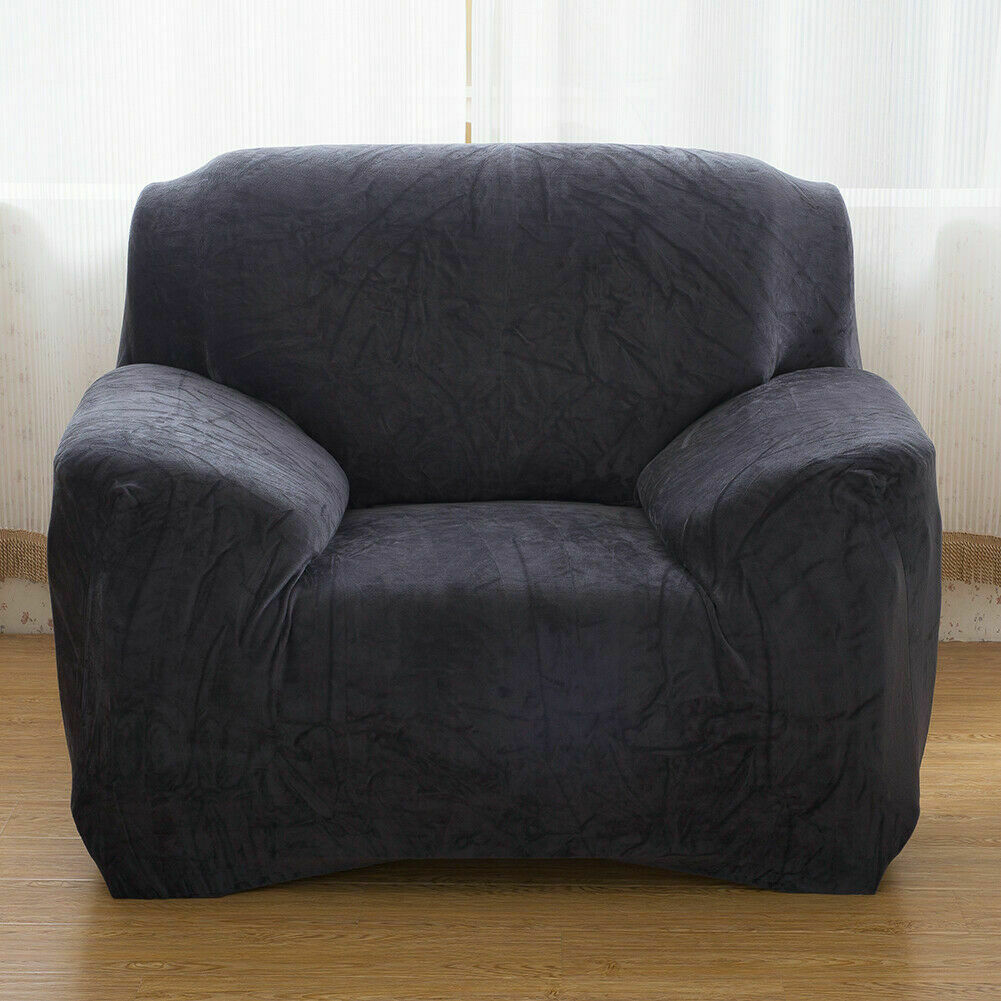 Dicke Samt Sofabezug Stretch 1/2/3/4 Sitz Couch Slipper Möbelschutz - Bild 45 von 74
