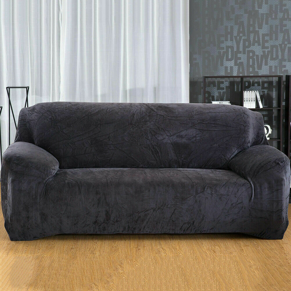 Dicke Samt Sofabezug Stretch 1/2/3/4 Sitz Couch Slipper Möbelschutz - Bild 49 von 74