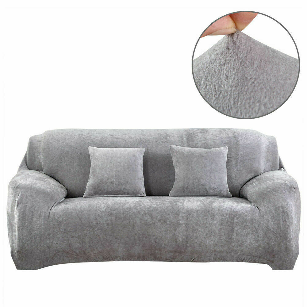 Dicke Samt Sofabezug Stretch 1/2/3/4 Sitz Couch Slipper Möbelschutz - Bild 54 von 74
