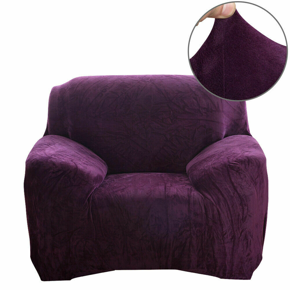 Dicke Samt Sofabezug Stretch 1/2/3/4 Sitz Couch Slipper Möbelschutz - Bild 65 von 74
