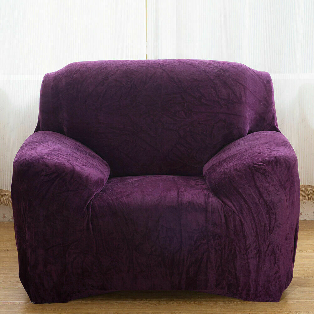 Dicke Samt Sofabezug Stretch 1/2/3/4 Sitz Couch Slipper Möbelschutz - Bild 66 von 74