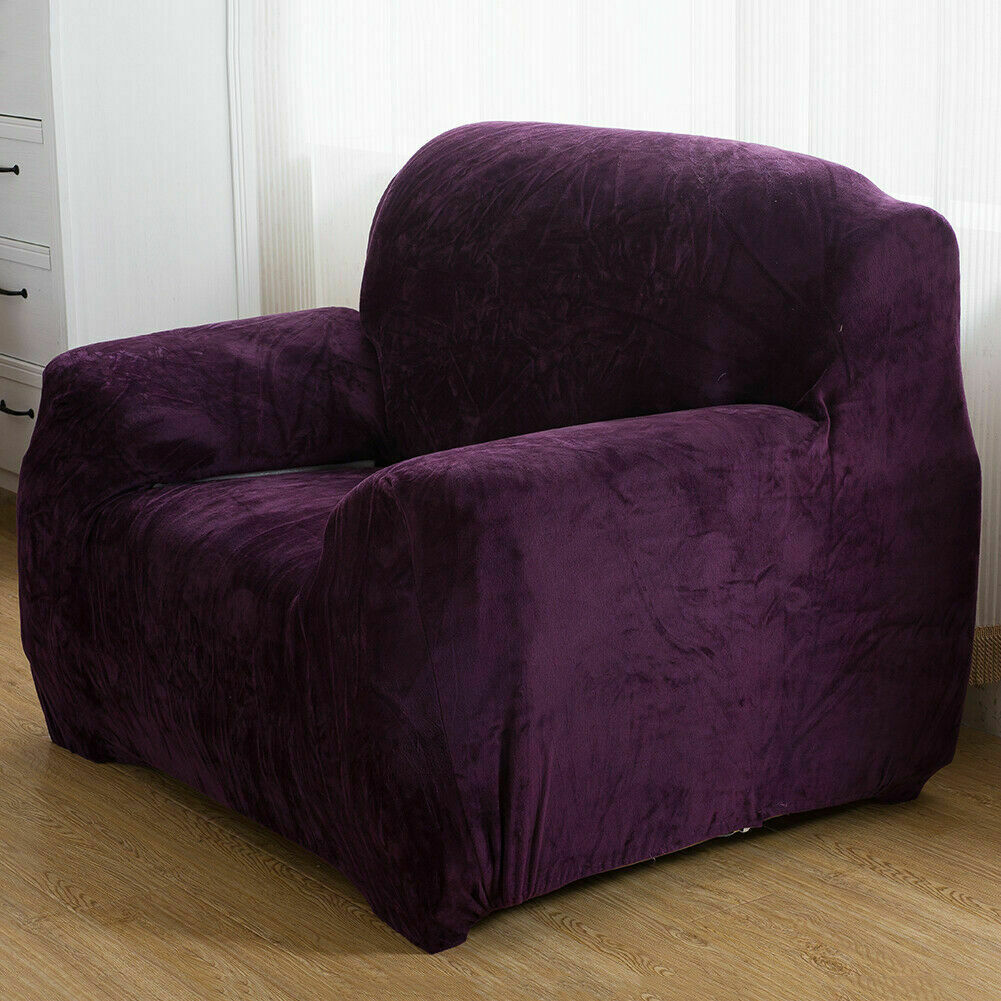 Dicke Samt Sofabezug Stretch 1/2/3/4 Sitz Couch Slipper Möbelschutz - Bild 67 von 74