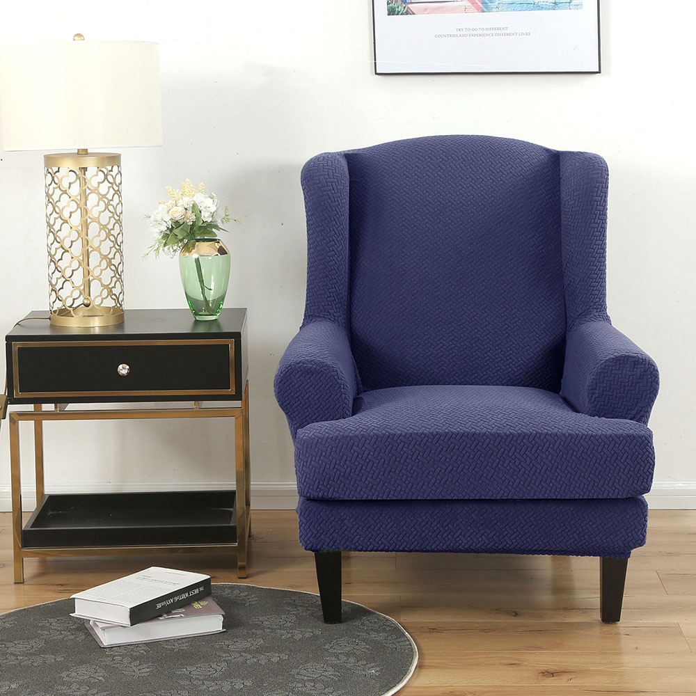 Stretch 2-Piece Jacquard Wing back Armchair Chair Slipcovers Furniture Protector - Picture 14 of 75