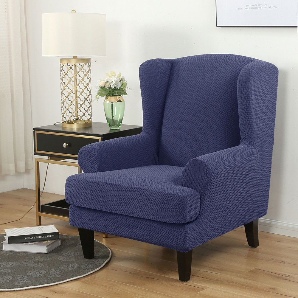 Stretch 2-Piece Jacquard Wing back Armchair Chair Slipcovers Furniture Protector - Picture 16 of 75