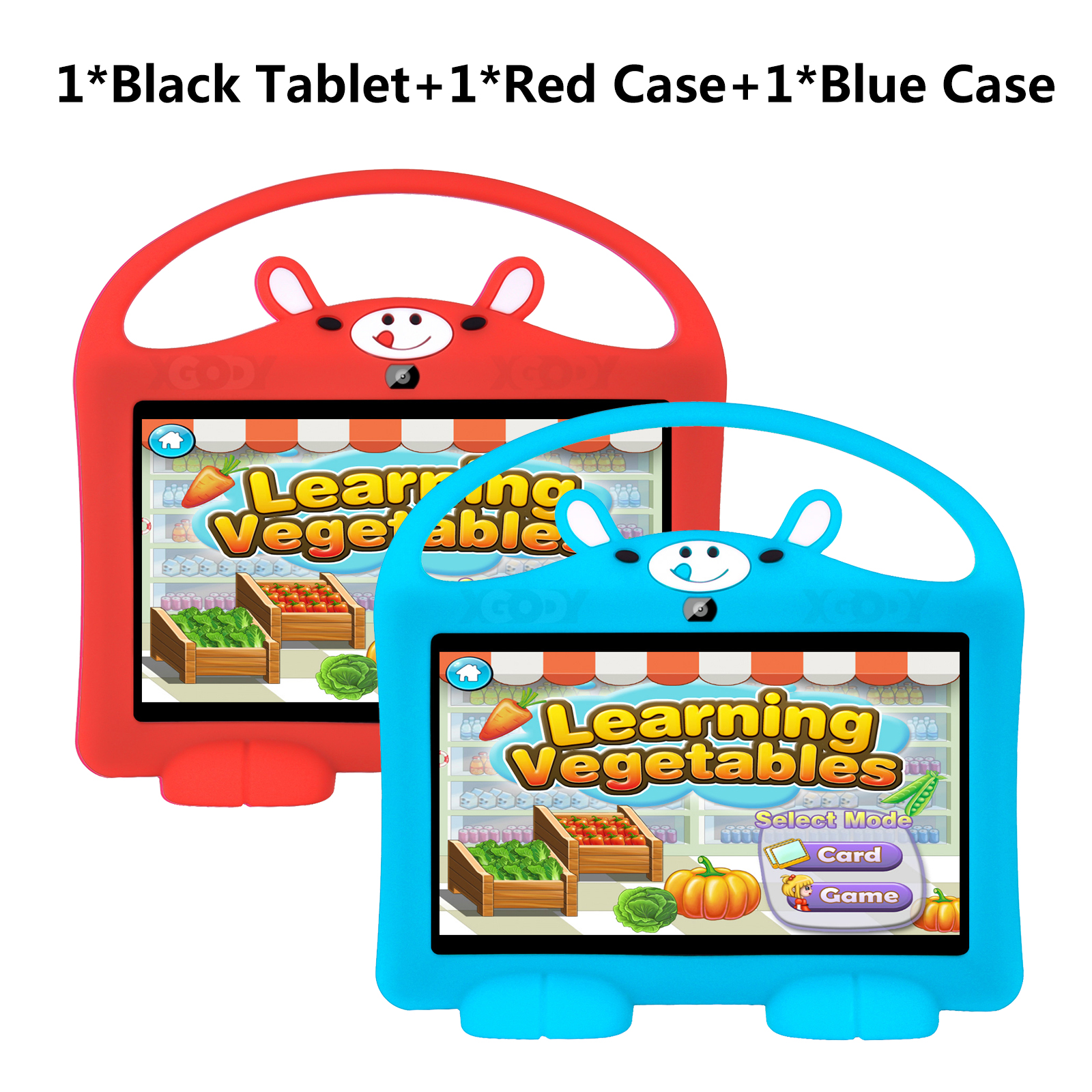 Tablet+Red Case+Blue Case