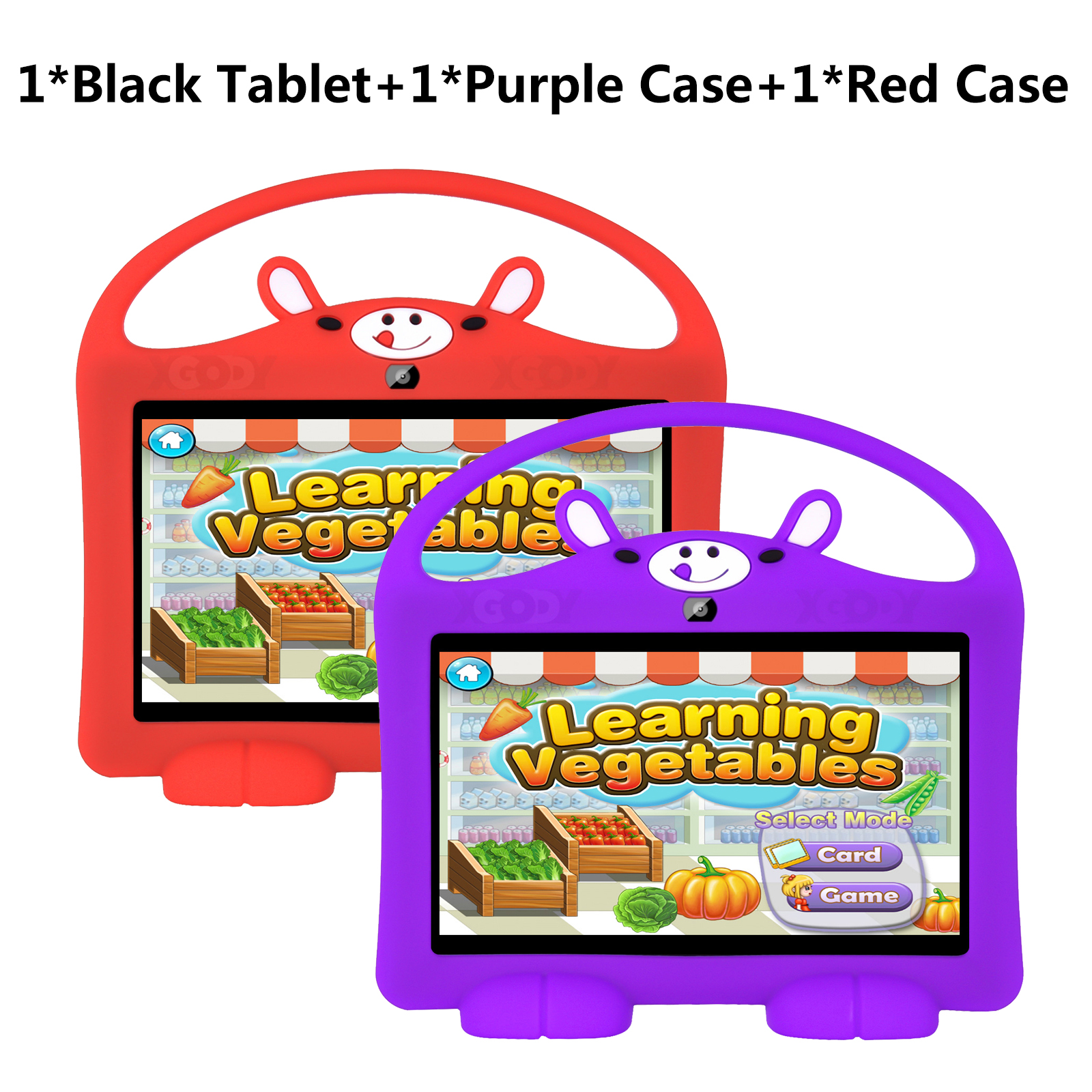 Tablet+Red Case+Purple Case