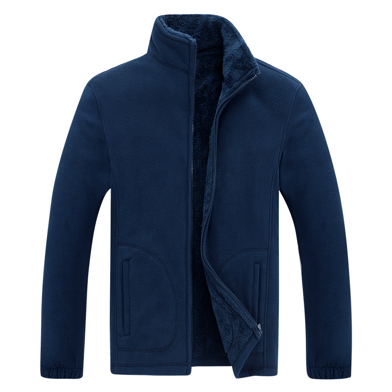 Men's Full-Zip Polar Fleece Stand Collar Jacket In Winter Loose Plus ...