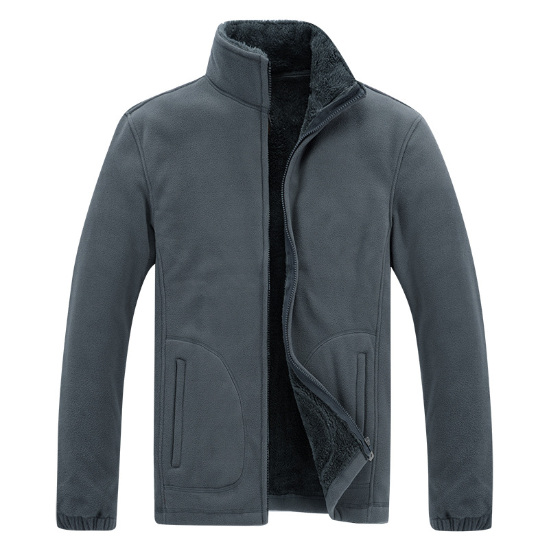 Men's Full-Zip Polar Fleece Stand Collar Jacket In Winter Loose Plus ...