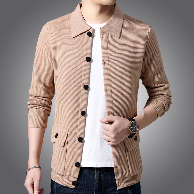 New Men's Soft Cotton Shawl Cardigan Sweater Wool Material Solid Color ...