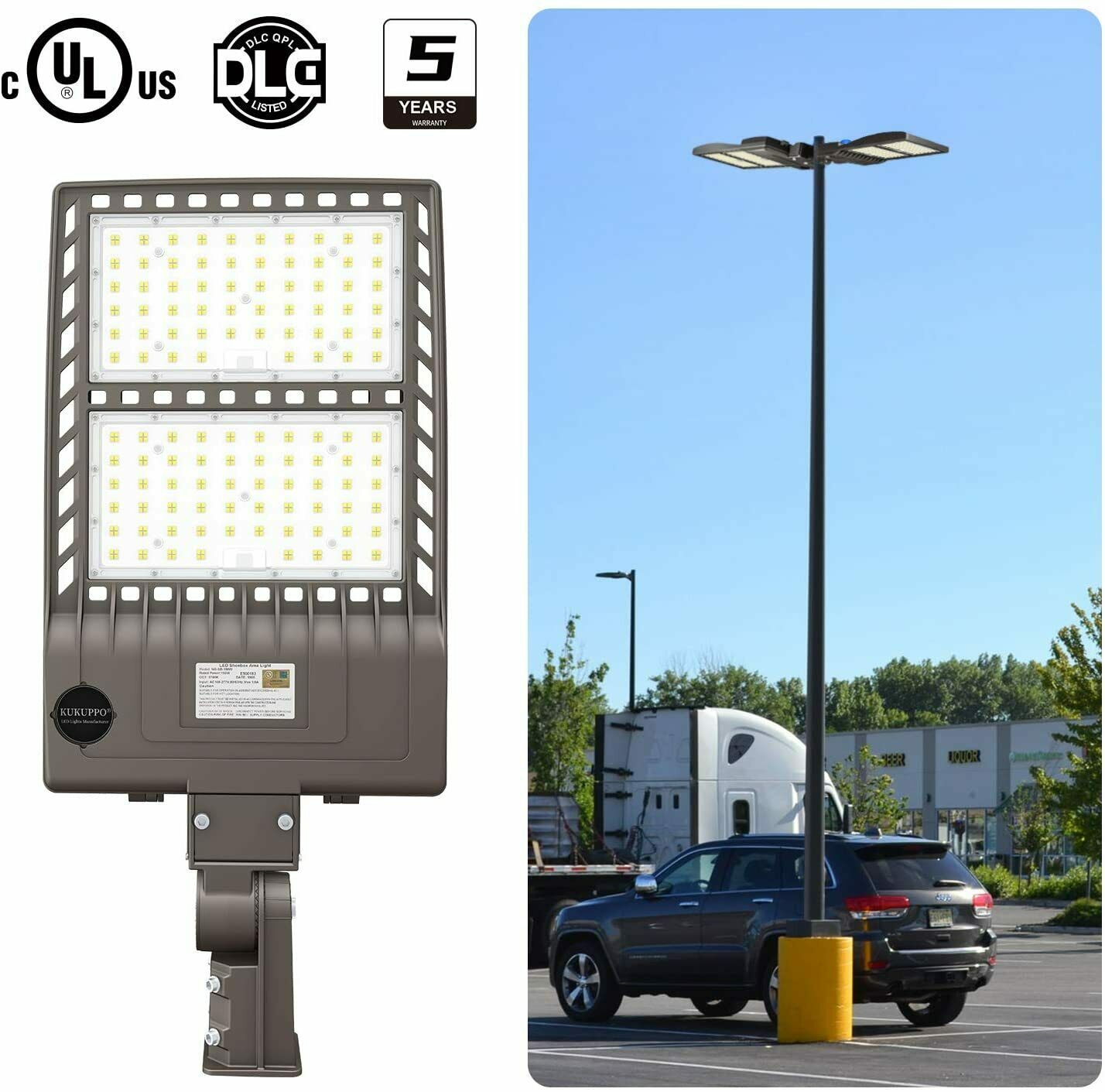 320W LED Shoebox Parking Lot Light 5000K Replace 1000W MH Street Area