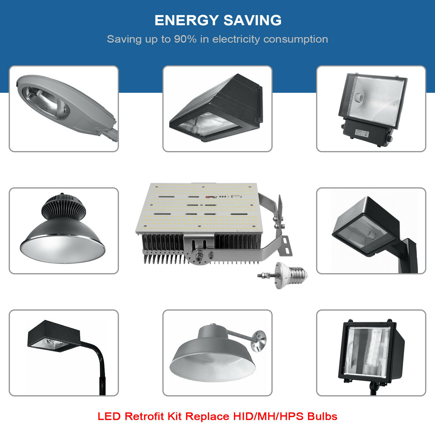 ETL DLC 300W Shoebox LED Retrofit Kits E39 Mogul Base LED Parking Lot Area Light - Picture 12 of 22