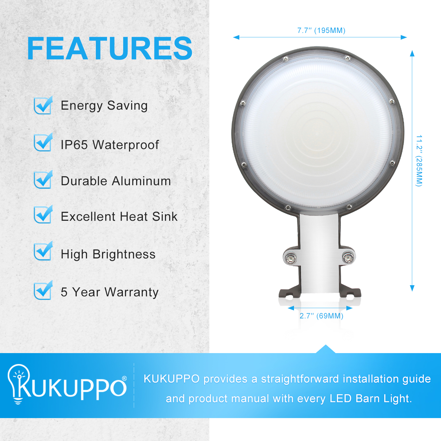 LED Barn Lights Dusk to Dawn Photocell Outdoor Security Area Lighting Wall Mount - Picture 11 of 19