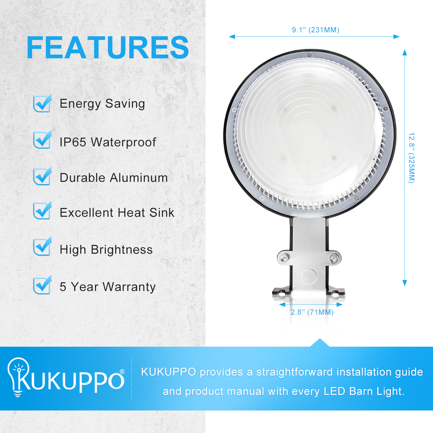 LED Barn Lights Dusk to Dawn Photocell Outdoor Security Area Lighting Wall Mount - Picture 15 of 19