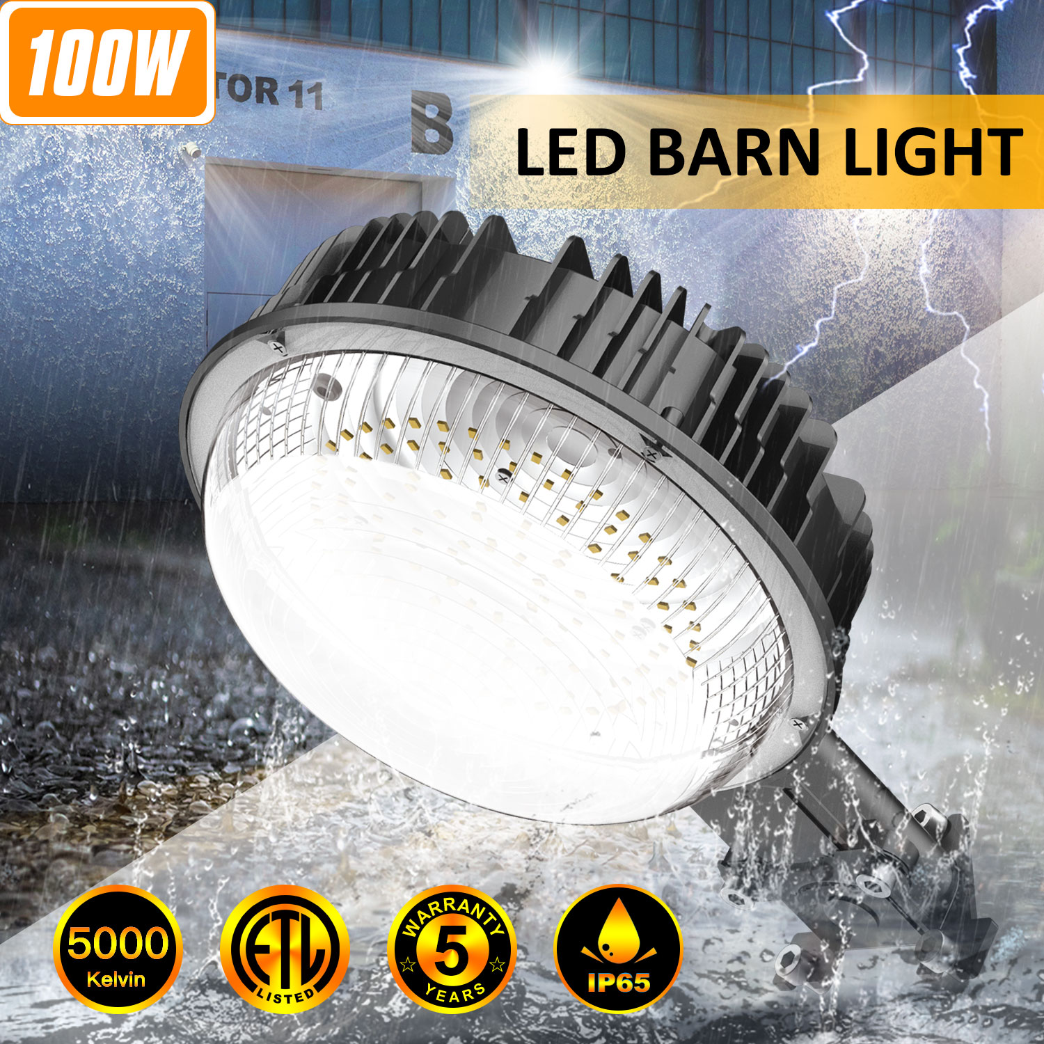 LED Barn Lights Dusk to Dawn Photocell Outdoor Security Area Lighting Wall Mount - Picture 16 of 19