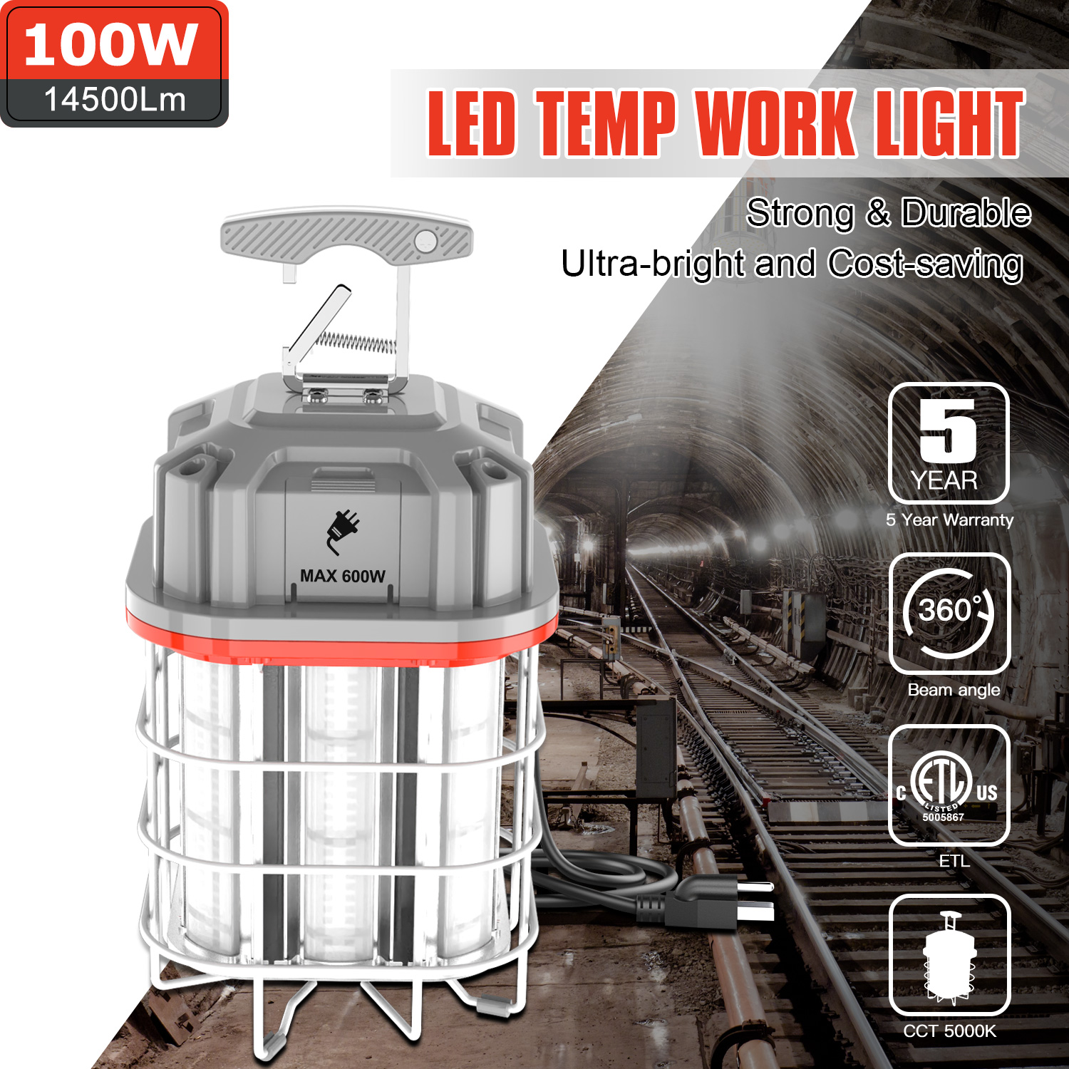 LED Temporary Work Light 100W 125W 150W Linkable LED portable Outdoor Lamp 110V 