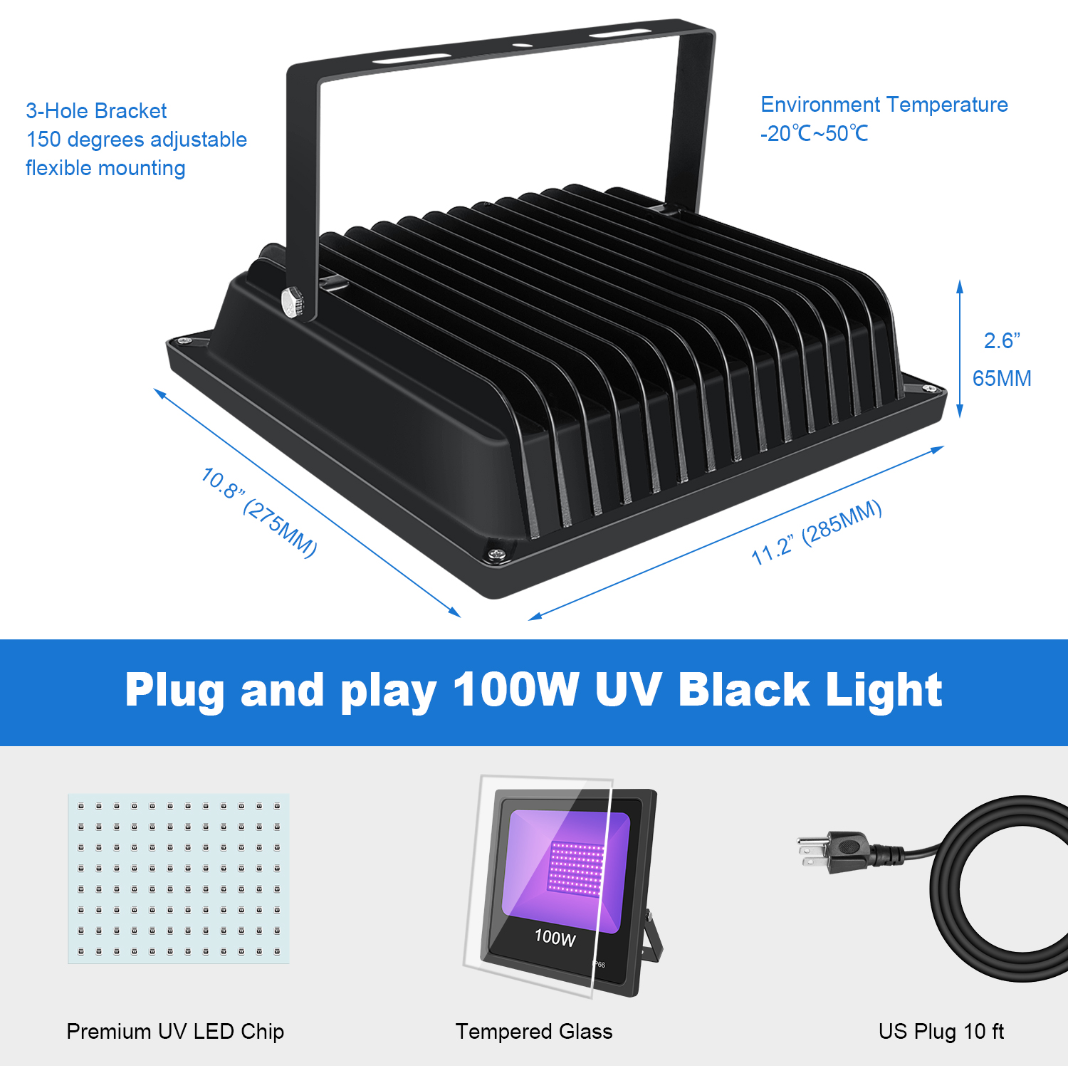 Disco DJ UV Black Lights 80W 100W 150W For Party Christmas Halloween Stage Light - Picture 13 of 14