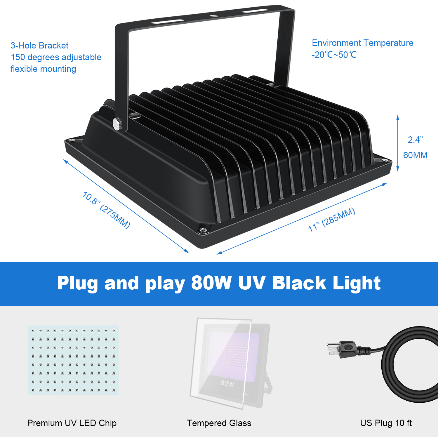 Disco DJ UV Black Lights 80W 100W 150W For Party Christmas Halloween Stage Light - Picture 14 of 14
