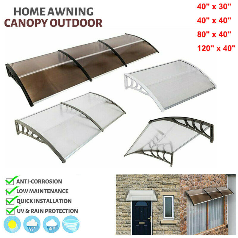 40 x 40, Black Window Awning Door Rain Sun Cover Household Application Eaves Holder Outdoor Patio Canopy Black 