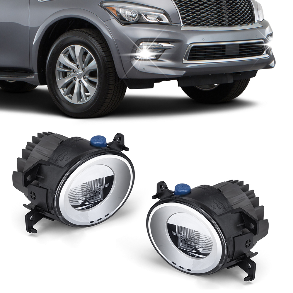 Front Bumper Mounted Fog Light Lamp LH & RH Pair for Infiniti Q50 QX60