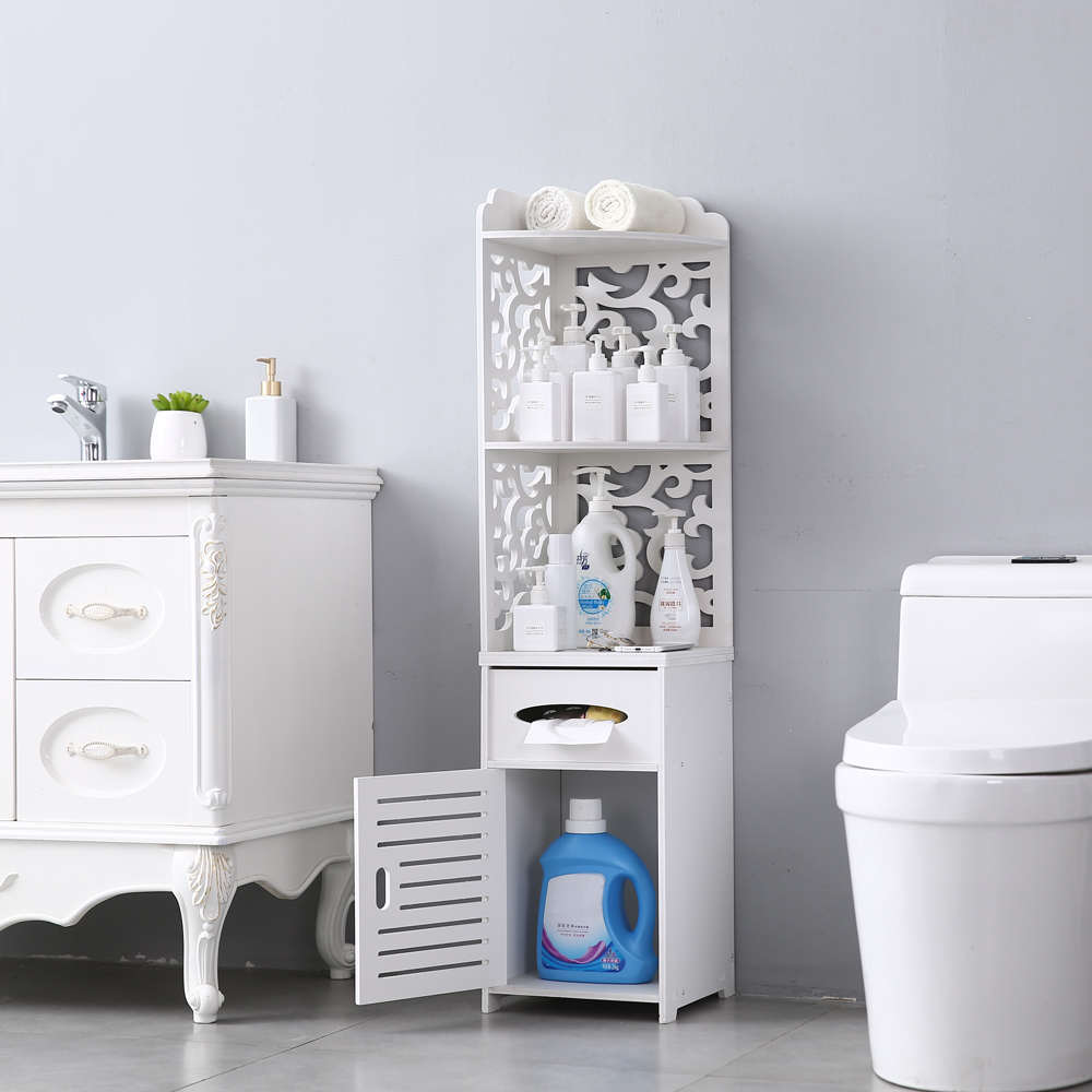 Bathroom Floor Corner Shelf Storage Cabinet Toilet Bath ...