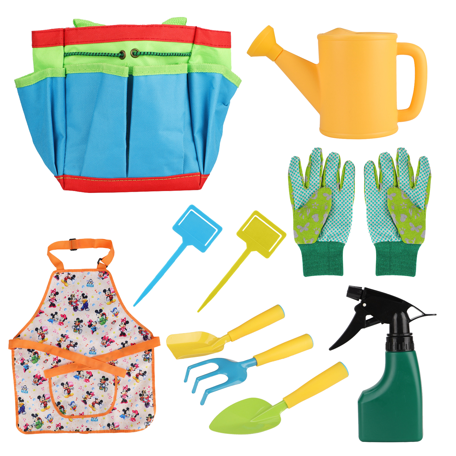 Fork Gloves and Apron Fun Little Toy 12 PCs Kids Gardening Tool Set Rake Outdoor Toys for Kids Includes Shovel 