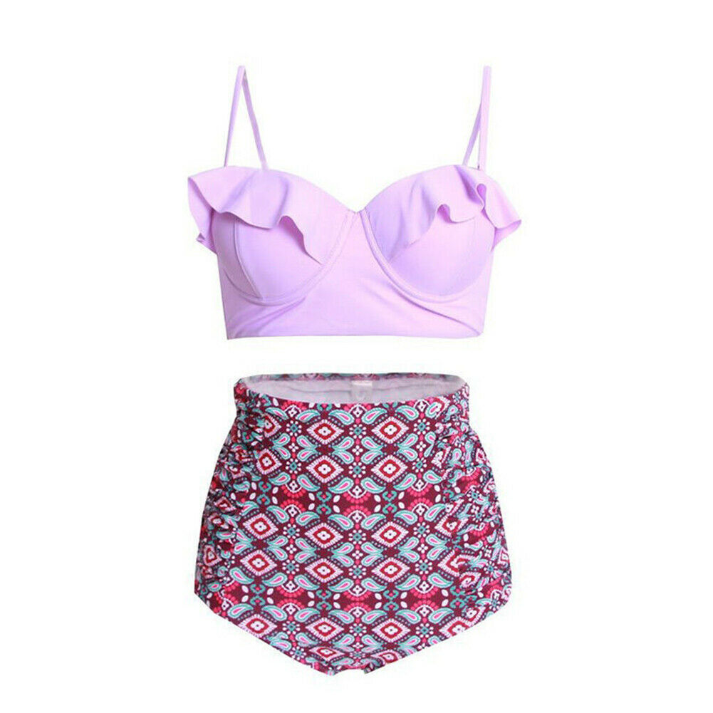 Women's High Waist Bikini Set Push Up Padded Top Bathing Swimsuit US Plus Size - Picture 11 of 41