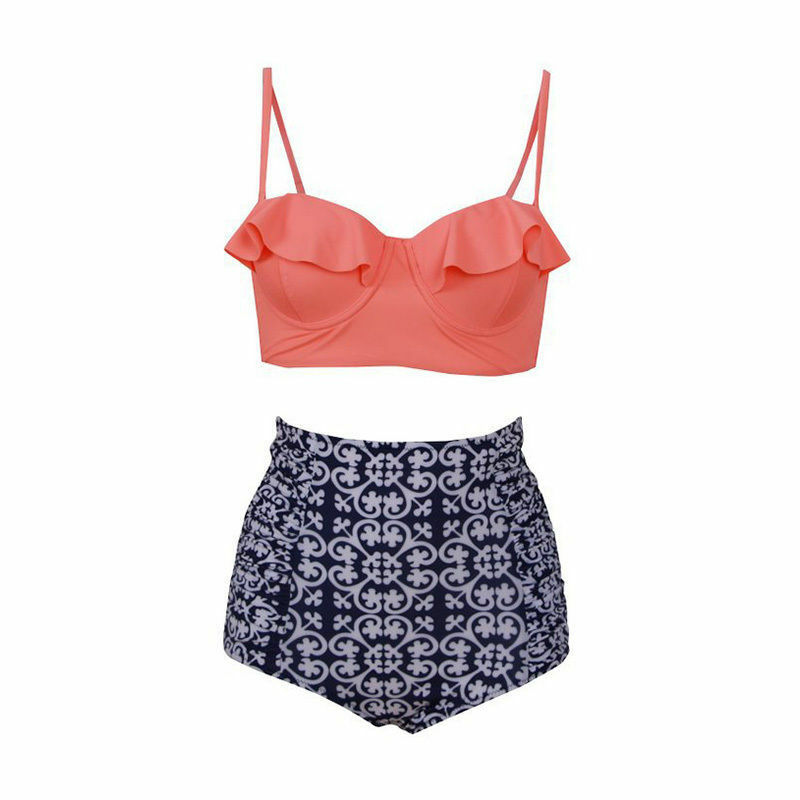 Women's High Waist Bikini Set Push Up Padded Top Bathing Swimsuit US Plus Size - Picture 14 of 41