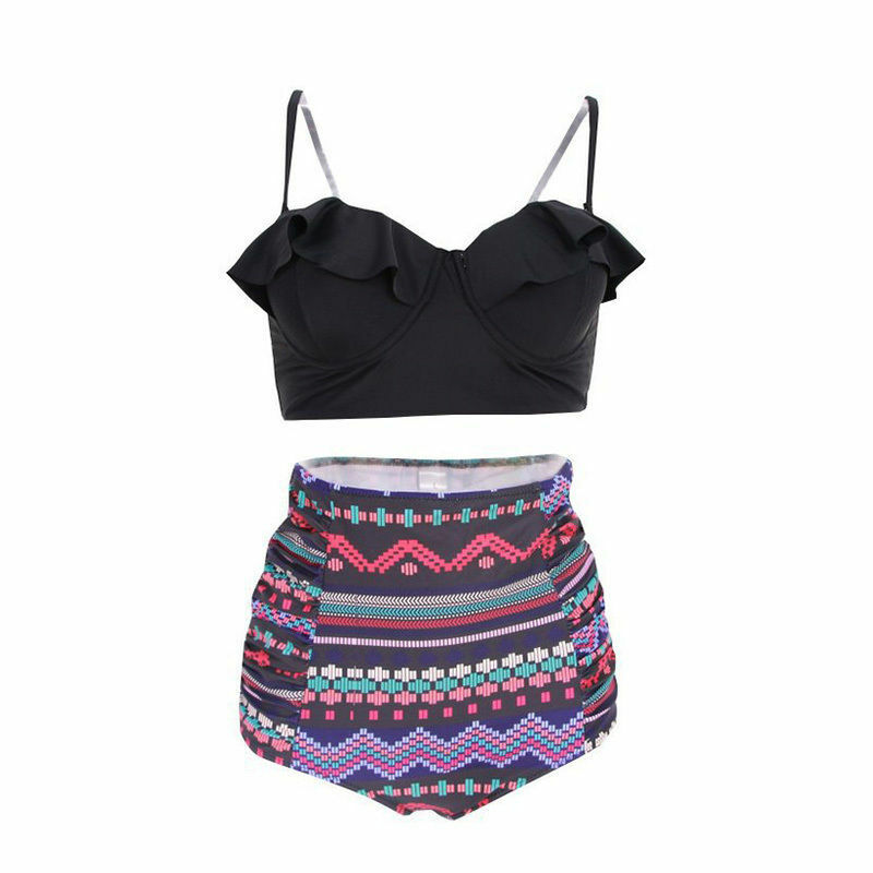 Women's High Waist Bikini Set Push Up Padded Top Bathing Swimsuit US Plus Size - Picture 20 of 41