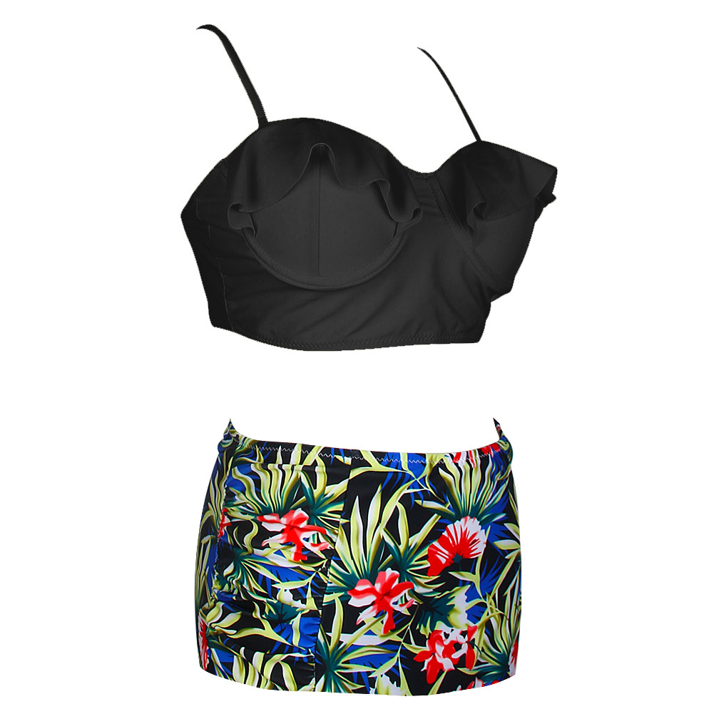 Women's High Waist Bikini Set Push Up Padded Top Bathing Swimsuit US Plus Size - Picture 39 of 41