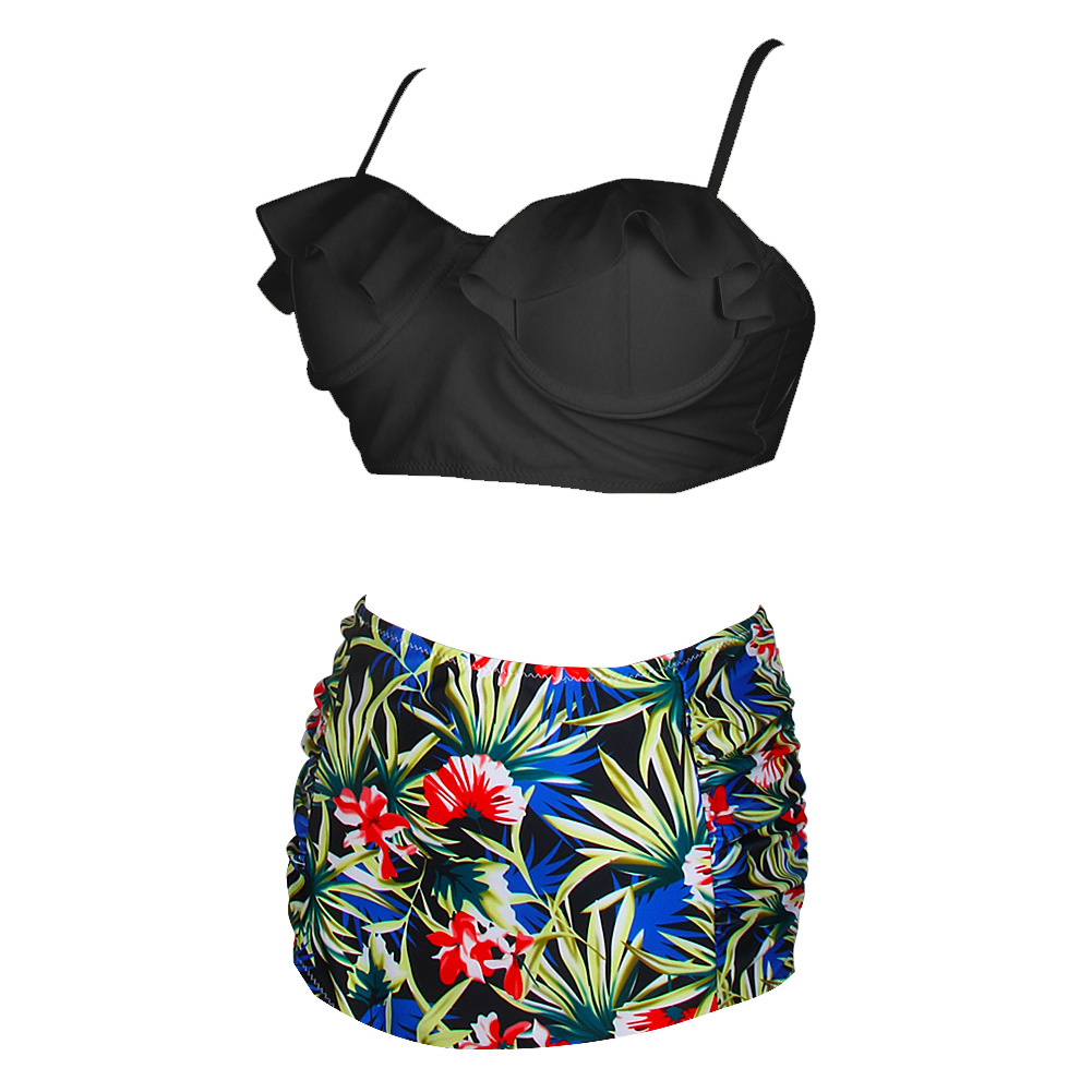 Women's High Waist Bikini Set Push Up Padded Top Bathing Swimsuit US Plus Size - Picture 40 of 41