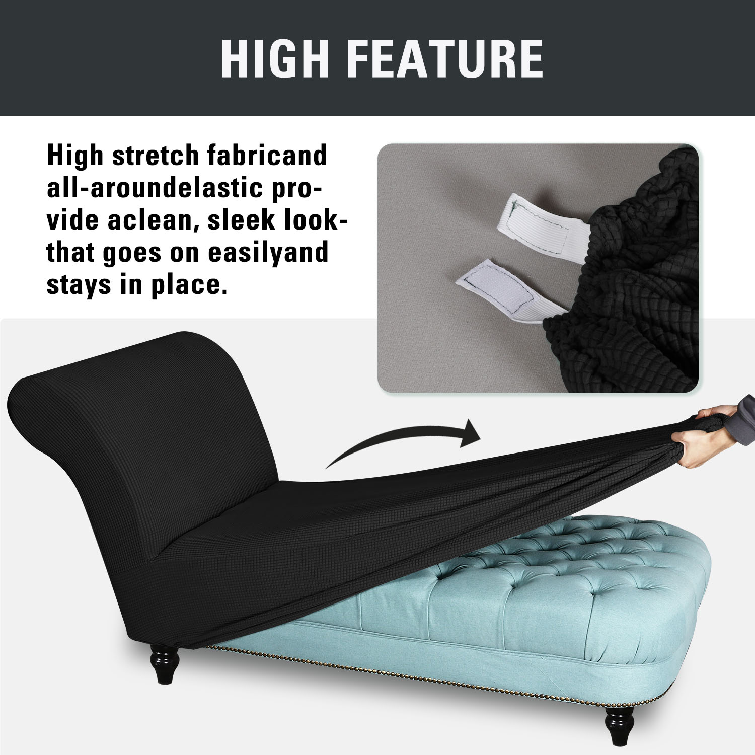 Armless Lounge Chaise Cover Stretch Polyester Furniture Protector Sofa