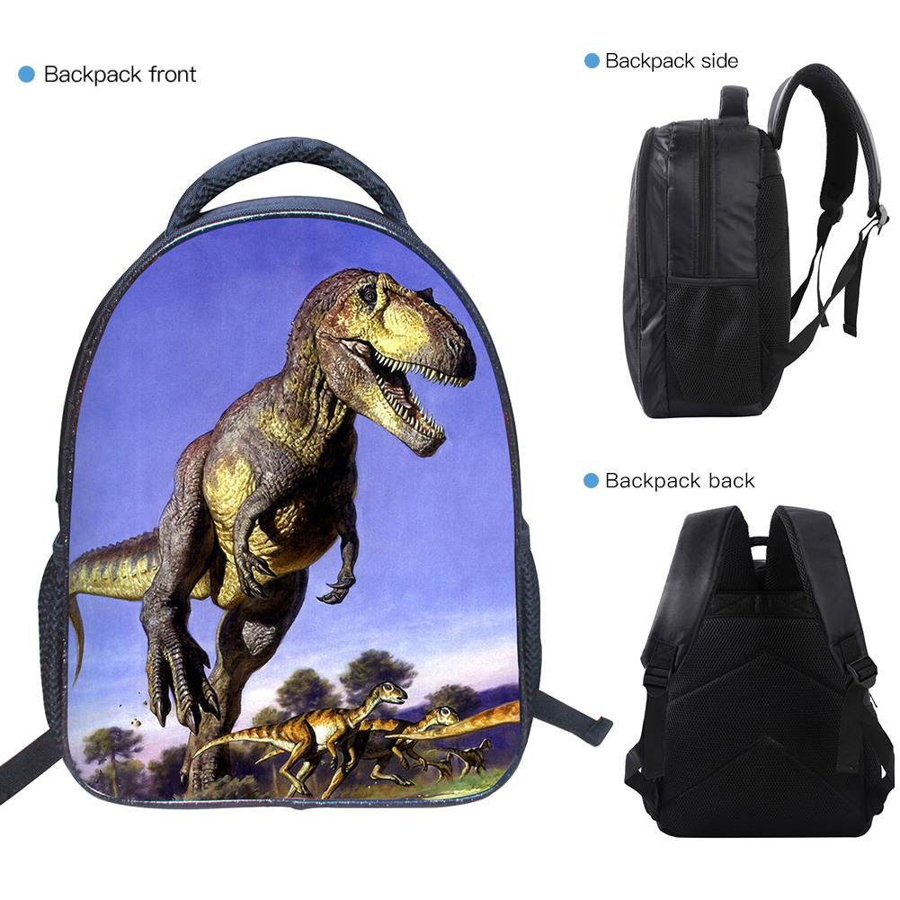 Shark vs Dinosaur Kids Schoolbag Large Backpack Insulated Lunch Bag Pen Bags Lot 