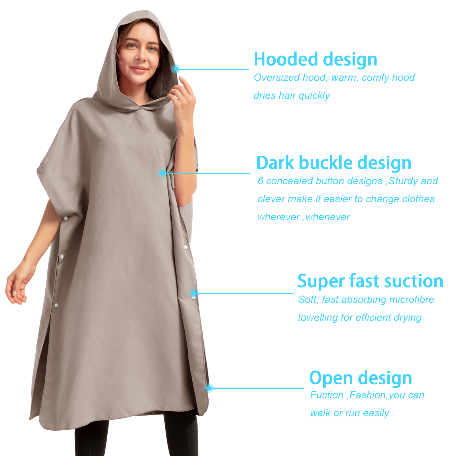 Legami - Telo Mare Bambini, Poncho Asciugamano Per Bambini Accappatoio In Microfibra Compatto Leggero Asciugatura Rapida Ultra Ass