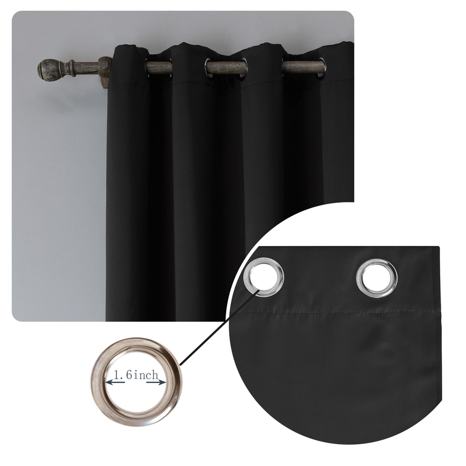 Blackout Curtains Grommet Thermal Insulated Room Darkening Drape for Living Room