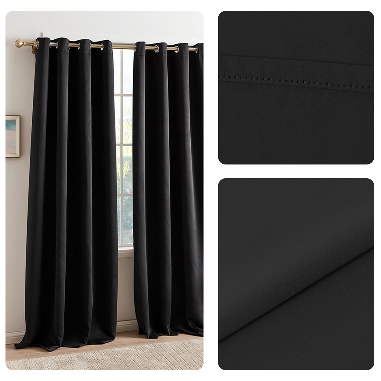 Blackout Curtains Grommet Thermal Insulated Room Darkening Drape for Living Room