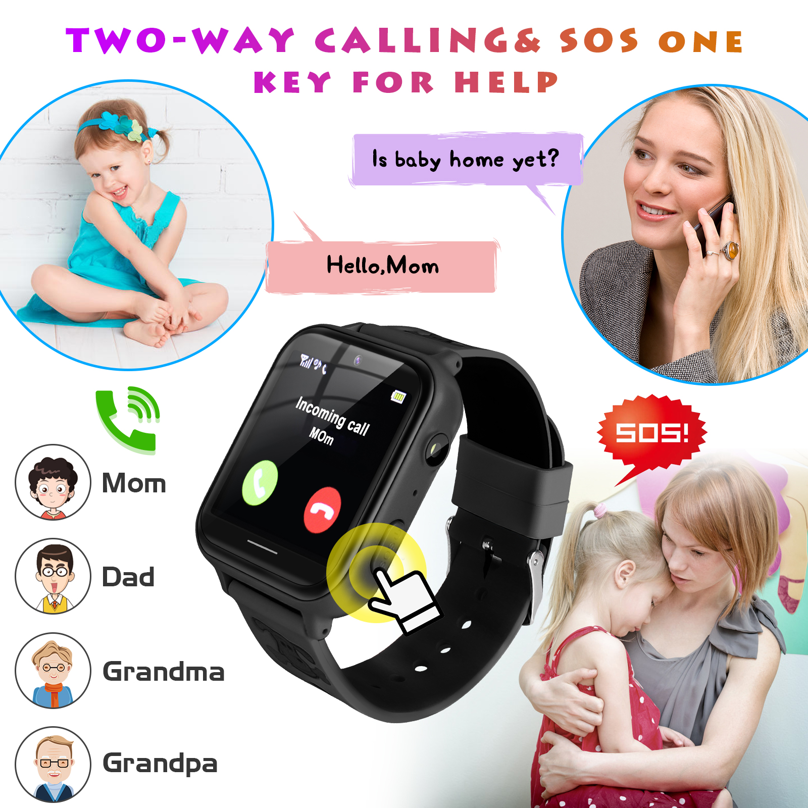 Montre Connectée Enfant pour Garçons Filles - Lecteur de Musique Caméra SOS Alarme Calculatrice Poignet - Photo 14 sur 32