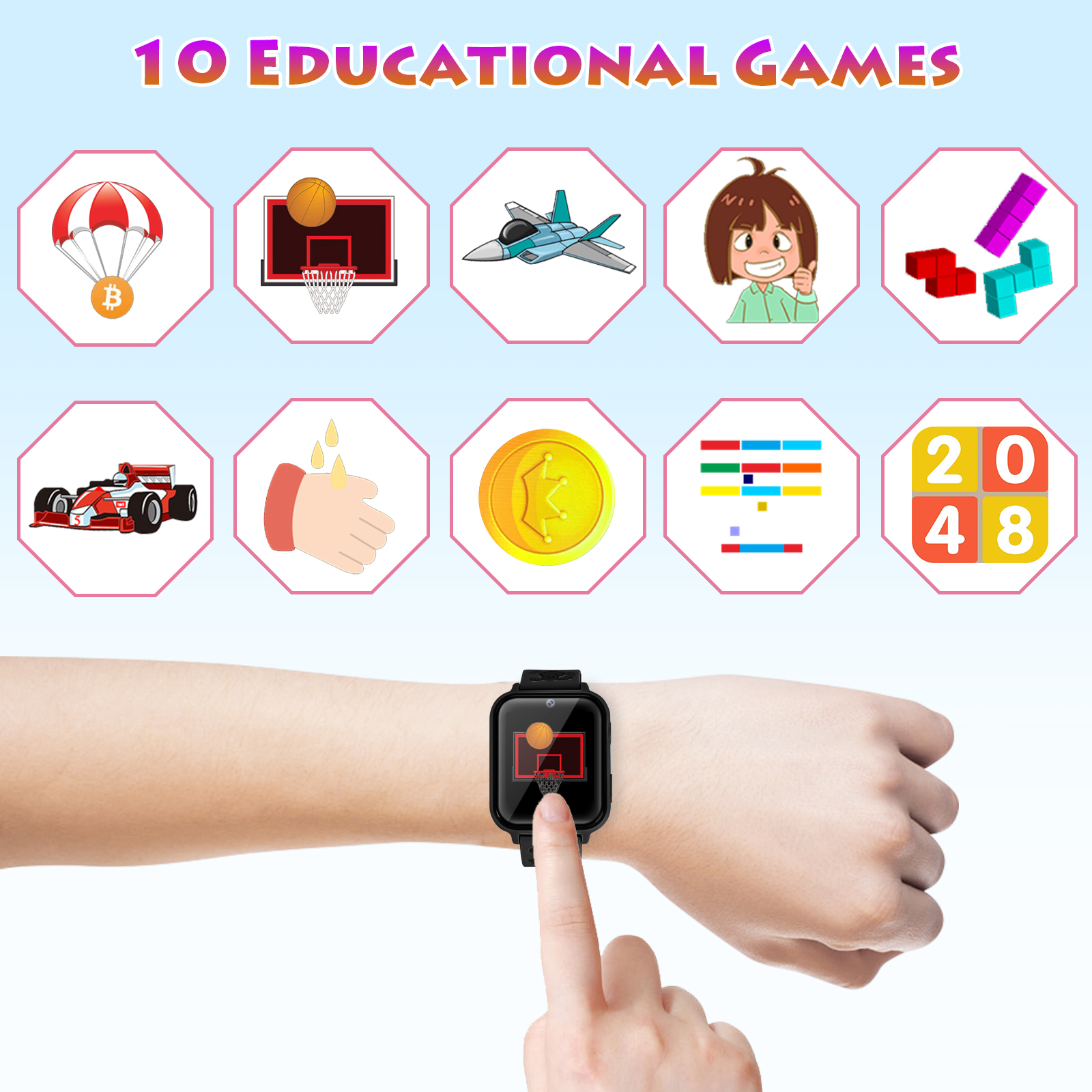 Montre Connectée Enfant pour Garçons Filles - Lecteur de Musique Caméra SOS Alarme Calculatrice Poignet - Photo 15 sur 32