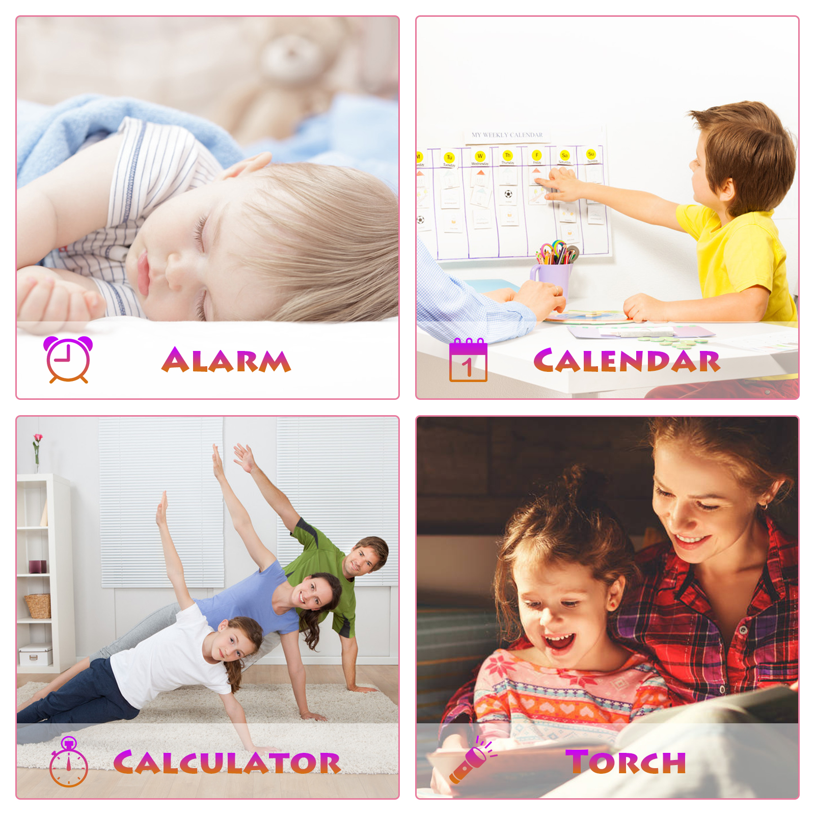 Montre Connectée Enfant pour Garçons Filles - Lecteur de Musique Caméra SOS Alarme Calculatrice Poignet - Photo 18 sur 32
