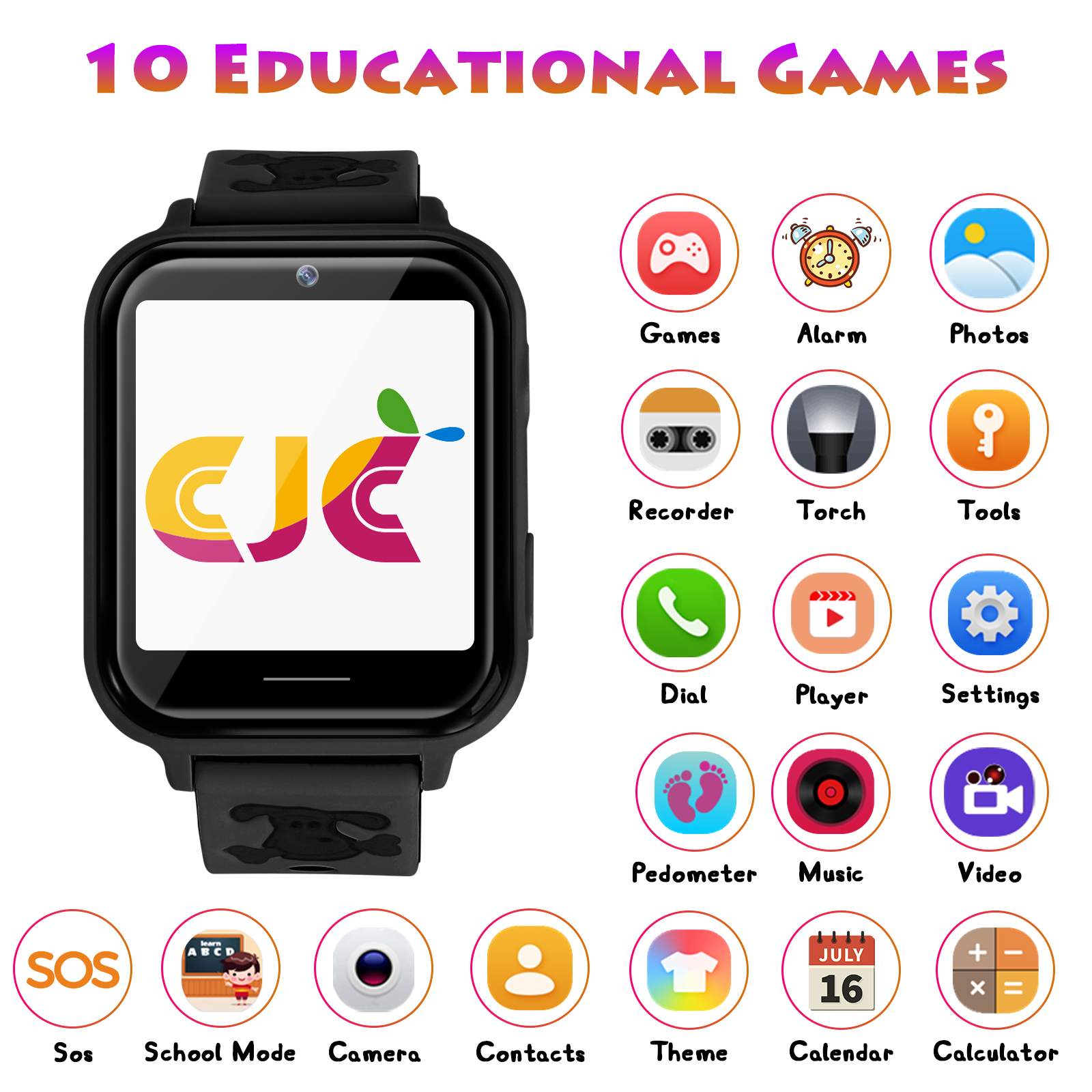Montre Connectée Enfant pour Garçons Filles - Lecteur de Musique Caméra SOS Alarme Calculatrice Poignet - Photo 19 sur 32