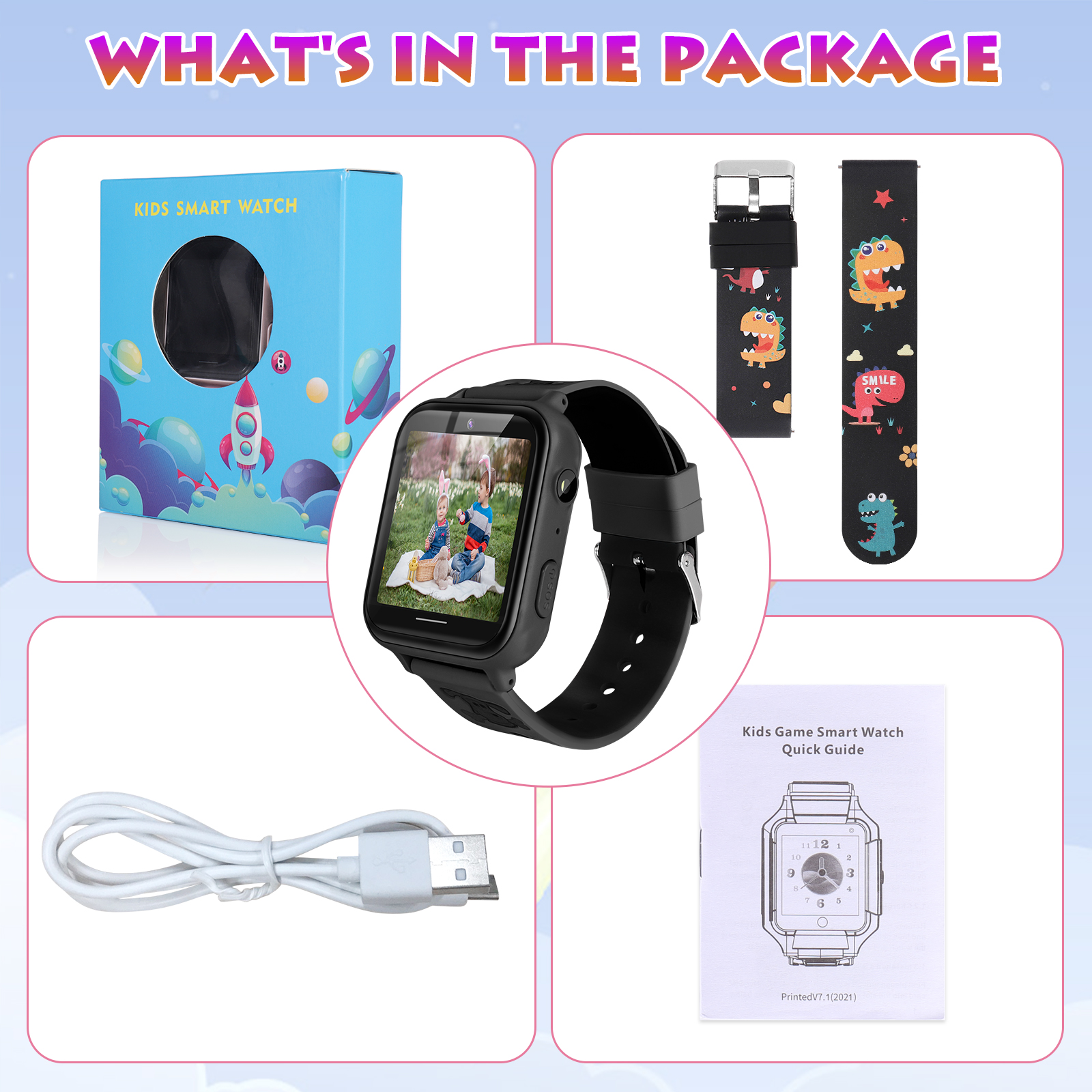 Montre Connectée Enfant pour Garçons Filles - Lecteur de Musique Caméra SOS Alarme Calculatrice Poignet - Photo 21 sur 32
