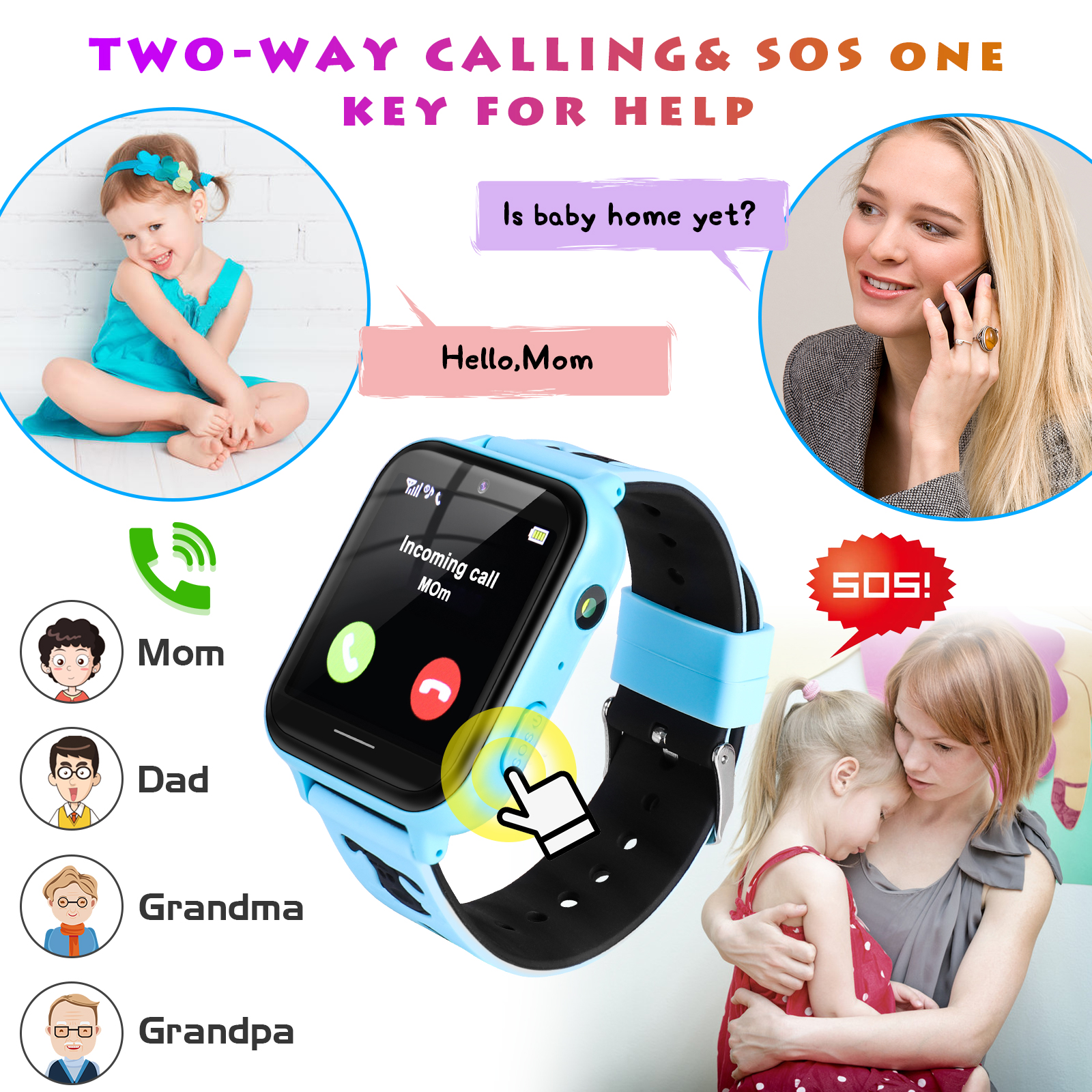 Montre Connectée Enfant pour Garçons Filles - Lecteur de Musique Caméra SOS Alarme Calculatrice Poignet - Photo 23 sur 32